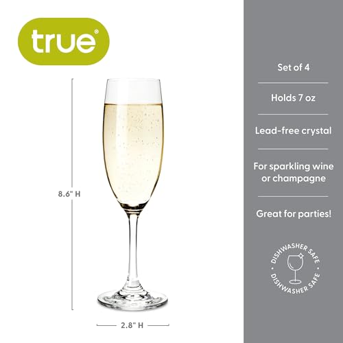 True Cuvée Champagne Flutes, Elegant Champagne Glasses Gift Set, Perfect for Sparkling Wine, Prosecco, Mocktails, Wedding ...