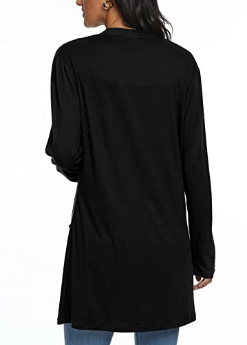 Womens Casual Lightweight with Pocketes Long Sleeve Open Front Cardigan