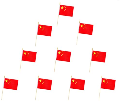 10 Pack China Flags -CN Handheld Flag- Desktop Flag-5x8 In,Chinese Mini Flag. Suitable For Party Decorations, Store Displa...