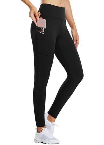 baleaf Women's Fleece Lined Leggings Water Resistant Thermal Winter Warm Tights High Waisted with Pockets Running Gear