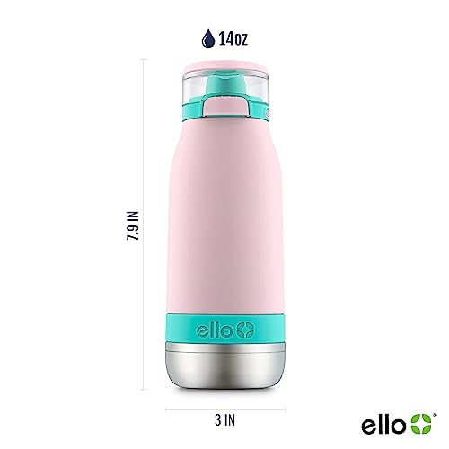 Ello Emma 14oz Vacuum Insulated Stainless Steel Kids Water Bottle with Straw and Built-in Carrying Handle and Leak-Proof L...