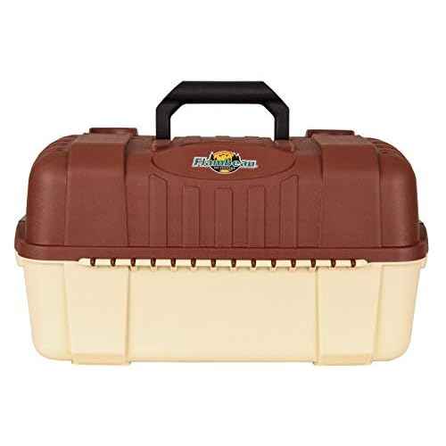 Flambeau Outdoors 2059 Hip Roof 7-Tray Fishing Tackle Box - Large Portable All-Weather Fishing Lure Organizer, 61 Compartments, Maroon/Tan