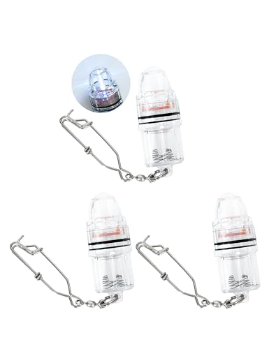 BLUEWING 3pcs Fishing Deep Drop Light with Stainless Steel Long Line Clip 2000 ft Underwater Fish Attracting Lamp for Swor...