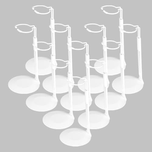 QUEBAN 12-Piece Doll Stand Set for 8-14-Inch Dolls, 5-8-Inch Adjustable Action Figure Stand with Retractable Waistline Dol...