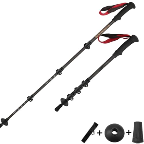 Black Foldable Hiking Pole (Carbon Fiber, Lever Lock, Storage Bag), 130cm, 1-Piece