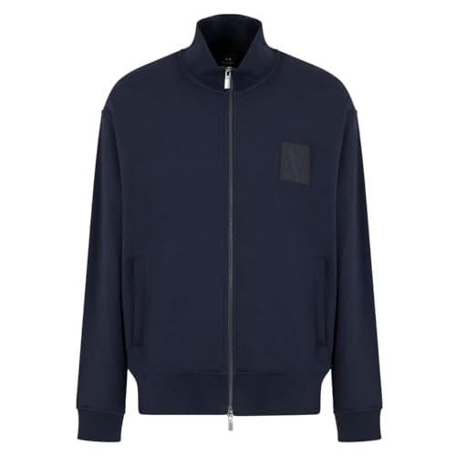 Armani Exchange mens Logo Cotton French Terry Full Zip Sweatshirt