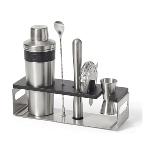 Rabbit Classic Bar Tool Set – 6-Piece Stainless Steel Cocktail Shaker & Barware Kit with Stand – Premium Home Bar Tools fo...