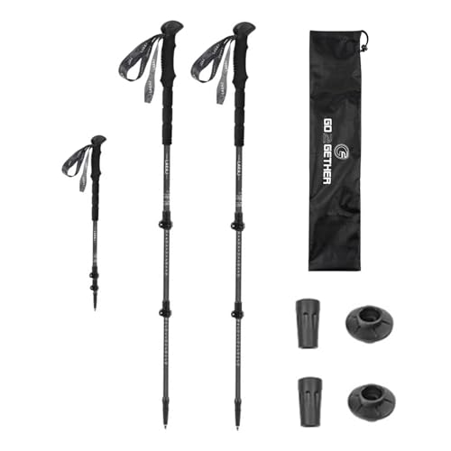 2-in-1 Carbon Fiber Trekking Poles Telescopic Adjustable Hiking Sticks Lightweight Walking Sticks Camera Monopod with 1/4"...