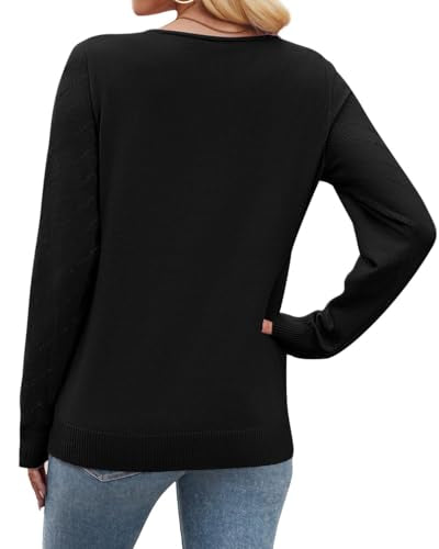 WIHOLL Sweaters for Women V Neck Casual Knit Long Sleeve Tops Lightweight Pullover Clothes Fall Fashion Outfits 2026