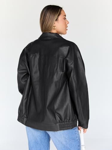Trendy Queen Womens Leather Jacket, Oversized Going Out & Everyday Statement Piece, Bomber Jacktes Moto Coat