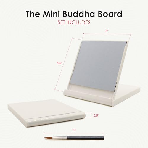 Mini Buddha Board Art Set: Water Drawing Writing Board w/Mini Water Brush for Mindfulness & Meditation – Inkless Zen Based...