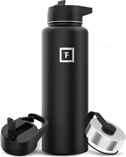 IRON °FLASK Camping & Hiking Hydration Flask with Straw, Wide Mouth Insulated Stainless Steel Sports Water Bottle - 40 oz ...