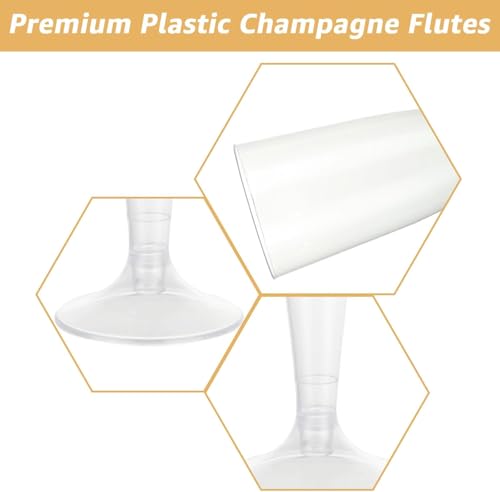 APACALI 100PCS Plastic Wine Glasses 7oz Disposable Champagne Glasses With Stem, Clear Cocktail Glasses Disposable Wine Mou...