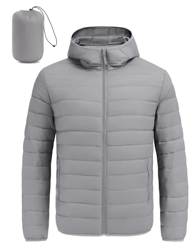 COOFANDY Mens Packable Puffer Jacket Lightweight Hooded Insulated Winter Coat Windproof Zipper Down Jacket