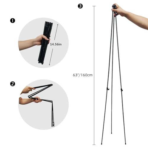 RRFTOK Easel Stand for Sign,63'' Instant Lightweight Portable Ground Easel for Wedding Sign and Poster Display Stand, Meta...