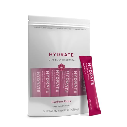 Isagenix Hydrate - Superior Hydration with 1625+ mg of Essential Electrolytes - No Added Sugar - Raspberry Flavor - 0.2 oz...