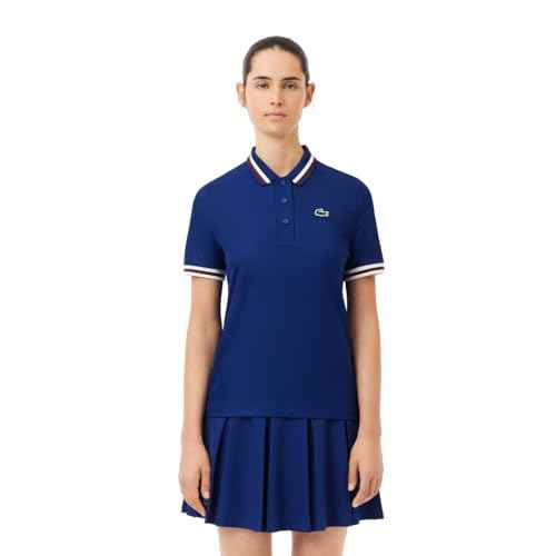 Lacoste Women's Sport Uv Protect Stripe Collar Tennis Polo Shirt
