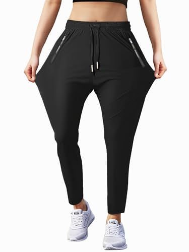 Hidkat Women's Outdoor Hiking Pants Lightweight Breathable Quick Dry Stretchy Running Athletic Pants with Zipper Pocket