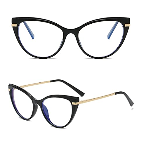 LJCZKA Blue Light Blocking Glasses Women Anti Eye satrain Computer Cat eye Eyeglasses Cateye Clear Frame