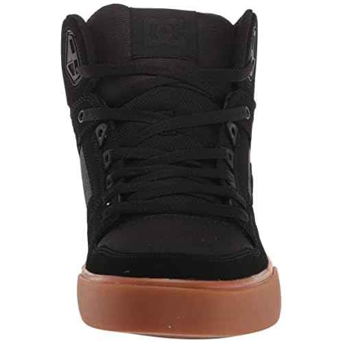 DC Men's Pure High Top Wc Skate Shoes Casual Sneakers, Black/Gum, 8