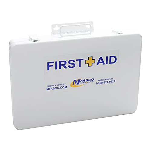 MFASCO Swimming Pool First Aid Kit - Waterproof Metal Box with Bloodborne Clean Up Supplies - Meets Michigan Pool Guidelin...