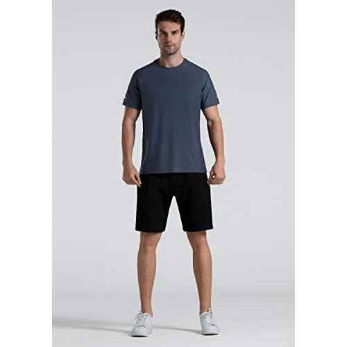 Men's Cooling Ice Silk Running Shirts Quick Dry Short Sleeve Athletic Gym T-Shirts UPF 50+ Outdoor Workout Tshirts