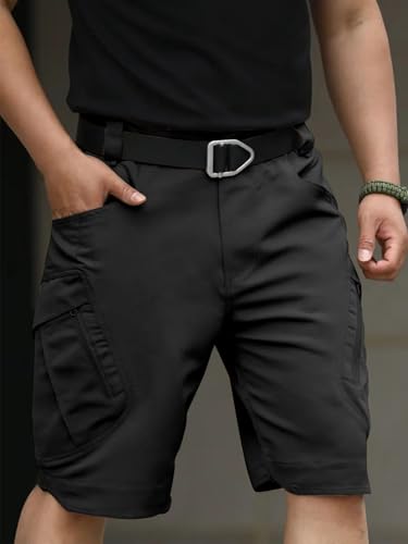 LYRXXX Men's Cargo Shorts for Hiking Work Travel Lightweight Waterproof Tactical Shorts with Multiple Pockets(No Belt)