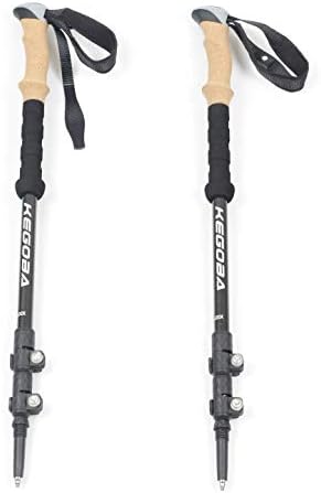 Kegoba Alpenstocks Trekking Poles -100 Percent Carbon Fiber,Lightweight Malleable and Strong with Cork Grip Quickly Flip-L...