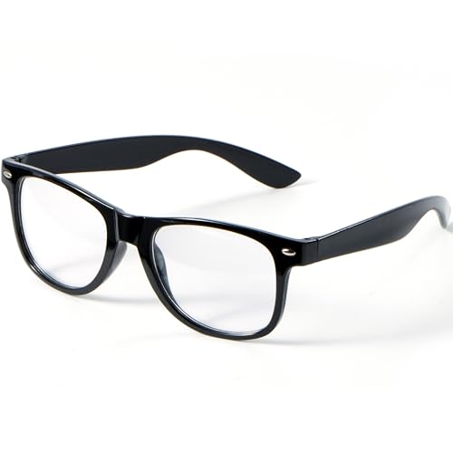Spooktacular Creations Nerd Glasses, Black Fake Glasses with Clear Lenses Costume Props Halloween Cosplay for Men Women Ad...