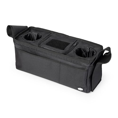 Tactical Baby Gear Stroller Caddy Organizer – Universal Fit Parent Console with Insulated Cup Holders, Cooler Pocket, Fron...