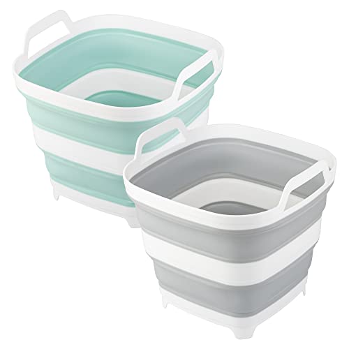 2 Pack Collapsible Ice Bucket with 2.77 Gal / 10.5L Each, Foldable Bottle Drink Cooler for Wine, Beer and Champagne, Space...
