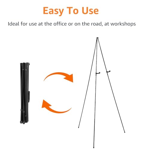 Amazon Basics Easel Display Stand, Instant Floor Poster, Lightweight, Collapsible and Portable with Tripod Base, Black Ste...