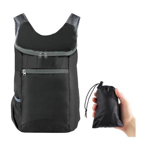 15 L Ultralight Packable Backpack, Black Travel Foldable Backpack Lightweight Collapsible Day Packs for Camping Hiking Out...