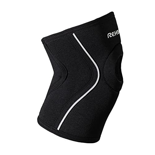 Rehband Open Patella Knee Brace 5mm Neoprene, Supportive Knee Sleeve with Patella Support, Knee Protection for Strength Training, Jogging & Fitness, Colour:Black - 1 Pair, Size:X-Small