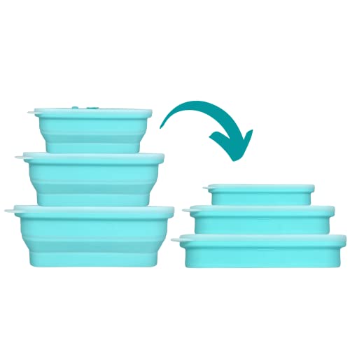 Premium 3-Piece Silicone Collapsible Storage Containers Set - Versatile, BPA-Free, Microwave & Dishwasher Safe - Perfect f...