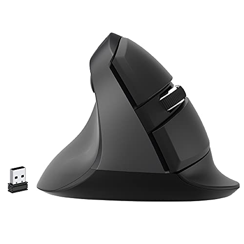 J-Tech Digital Left Handed Wireless Ergonomic Vertical Mouse for Small Hands with USB Nano Transceiver, AA Battery, 4 DPI,...