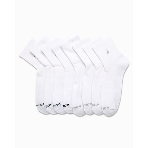 Nautica Mens Quarter Socks - 8 Pack Soft Cushioned Moisture-Wicking Athletic Performance Quarter Cut Ankle Socks for Men