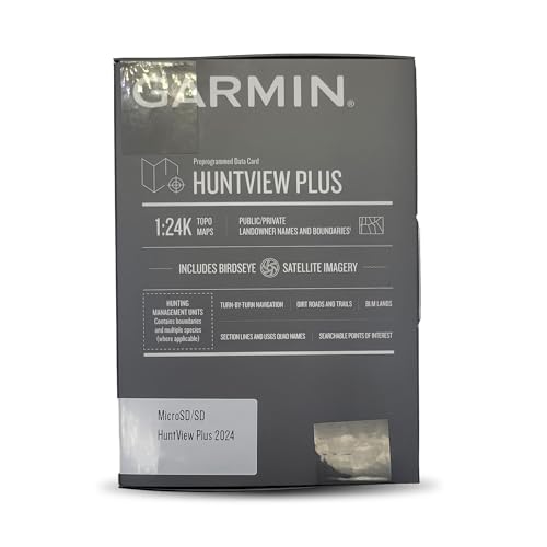Garmin HuntView Maps 2024/2025 – Preloaded microSD Card with 24K Topographic Maps, Public & Private Landowner Data, Huntin...