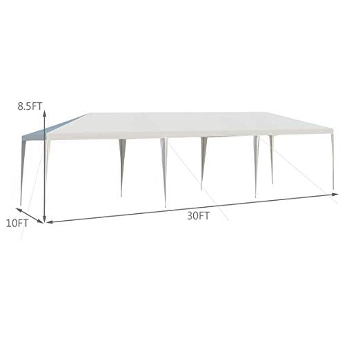 Tangkula 10 x 30 Feet Outdoor Canopy Tent, Wedding Party Tent with 16 Stakes & 8 Wind Ropes, Yard Enclosed for Events, Par...