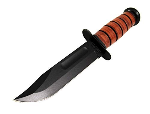 KA-BAR 1220 US Army Straight Edge Fighting/Utility Knife with Leather Sheath, Beige, 7" Blade