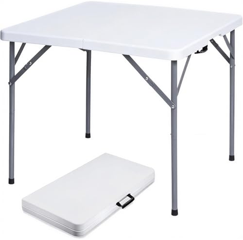 Lakhow 34" Square Folding Table with Resin Top, Plastic Folding Card Table with Collapsible Legs for Adults Indoor Outdoor...