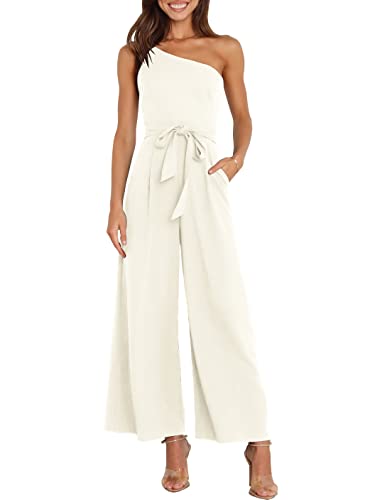 ANRABESS Women Summer Dressy Jumpsuits One Shoulder Sleeveless Casual Wide Leg Pants Romper Jumper 2026 Trendy Fall Outfits