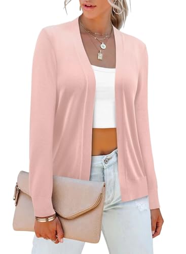 Women's Plus Size Casual Long Sleeve Open Front Soft Knit Cardigan Sweater Lightweight Jacket Dressy