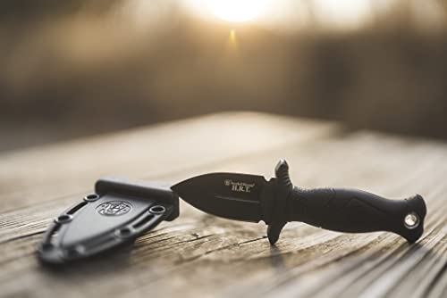 Smith & Wesson 5in High Carbon SS Fixed Blade Knife with 2in False Edge Blade and Stainless Steel Finish for Outdoor Tacti...