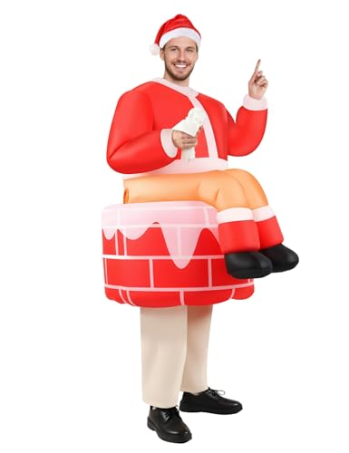 LETIME Inflatable Santa Costume Christmas Funny Blow up Santa Costume for Adults Holiday Parties, Cosplay, and Decorations