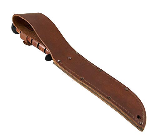 KA-BAR 1220 US Army Straight Edge Fighting/Utility Knife with Leather Sheath, Beige, 7" Blade
