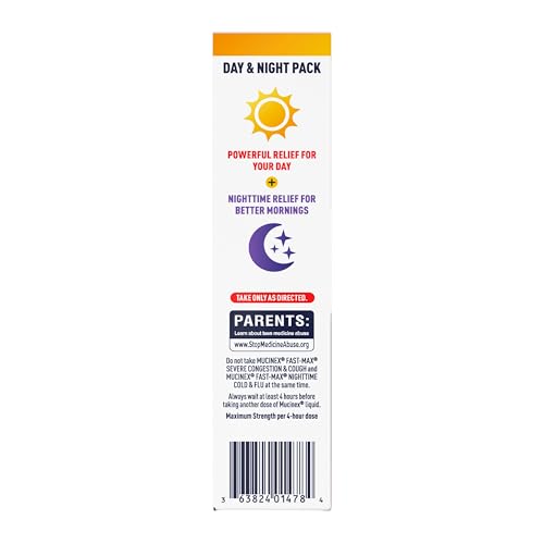 Mucinex Fast-Max & NightShift Combo Pack - Max Strength Cough & Cold Medicines For Mucus Relief, Chest Congestion, Nasal Congestion, Sinus Congestion, Sinus Pressure, Cough Symptom Relief (2x 6 FL OZ)