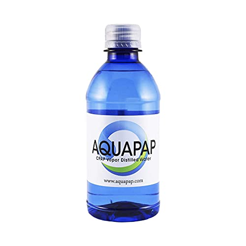 AQUAPAP 12 Ounce 8 Pack Vapor Distilled CPAP Water | 1-2 nites per Bottle | for use with Resmed and Respironics Machines