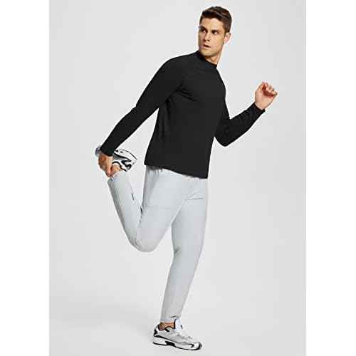 baleaf Men's Fleece Thermal Long Sleeve Shirt Cold Weather Workout Tops Moisture Wicking Running Shirt