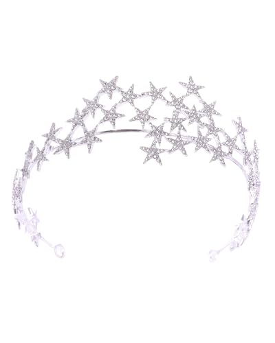 Star Tiara Crown Headband Halo silver Rhinestone Headpiece for Princess Godess Queen Birthday Wedding Hair Accessories for...